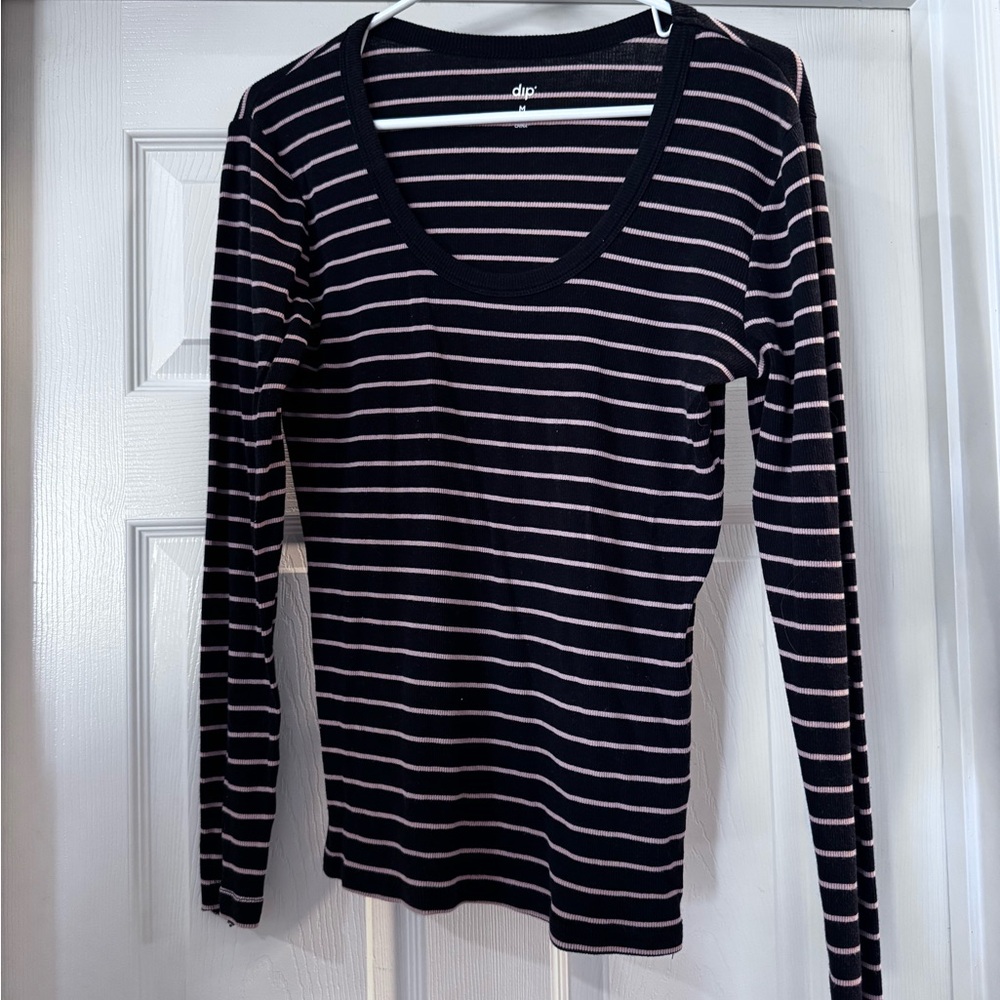 Striped Black and Cream Women's Top